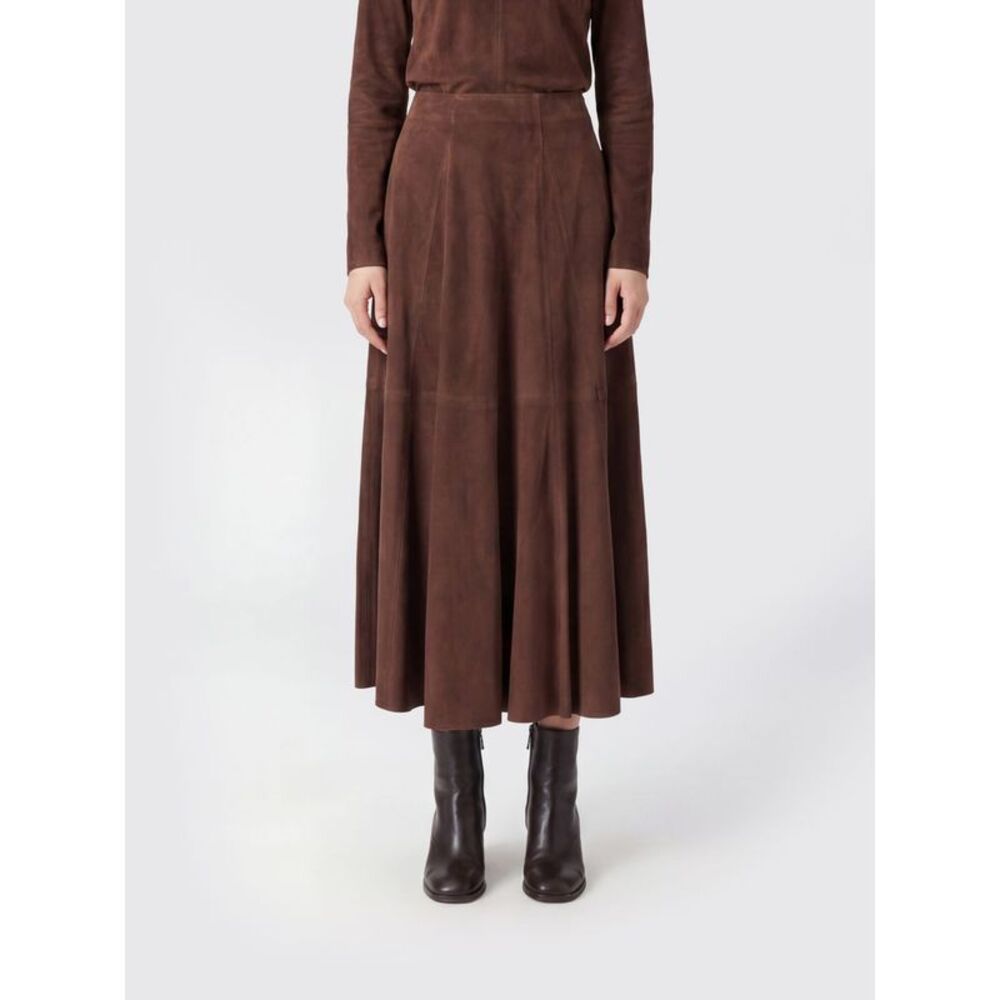 Arma Women High-Waisted A-Line Suede Midi Skirt Arma With Back Zip
